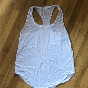 Lulu racer back tank almost sheer with pocket
